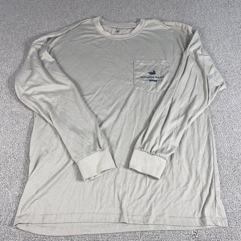 Southern Marsh Fieldtec Shirt Mens Large Tan Long Sleeve Pocket Tee Hunting Logo